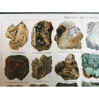 Minerały i skały. Grafika encyklopedyczna. Chromolitografia. Niemcy.